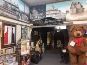 Murdoch the 7ft teddy Bear plus his side kick Little T. Some of the Mural that form the panorama.