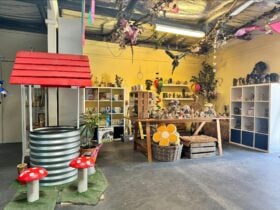 photo shows detailed shop with wishing well