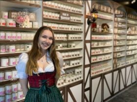 candle shop girl in dirndl