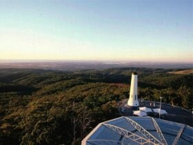 Panoramic views from Mount Lofty Lookout and historic lighthouse overlooking the Adelaide Hills