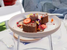 Dessert served in the middle of the table