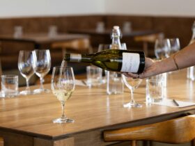 Pouring Chalk Hill Fiano during a premium wine tasting at Chalk Hill Wines in McLaren Vale