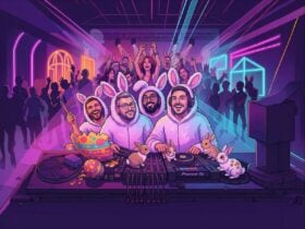 DJ Eric Stephens and DJ Bennis, MC Digz and Matt on drums at the Bentleys Hotel After Party