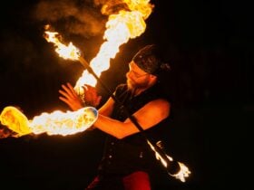 Fire performer Brett Schmerl performing at Dragon Mill's event EMPYRE FIRE FESTIVAL