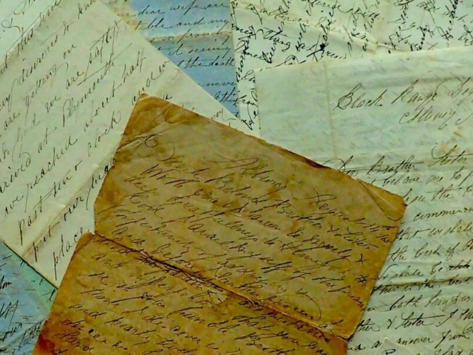 Old letters stacked on top of each other.