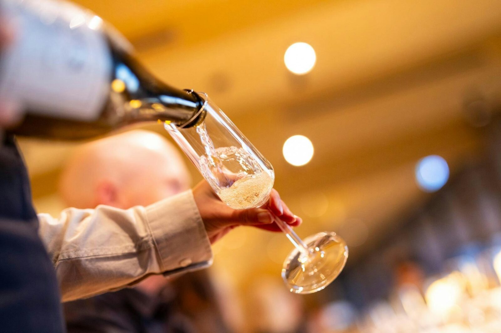 Pouring sparkling wine