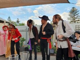 Pirates performing outdoors
