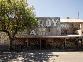 Street view of the historic Old Mill Brewery building in Tanunda.