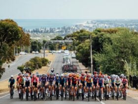 Peloton riding on a street