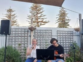 Musicians performing outdoors