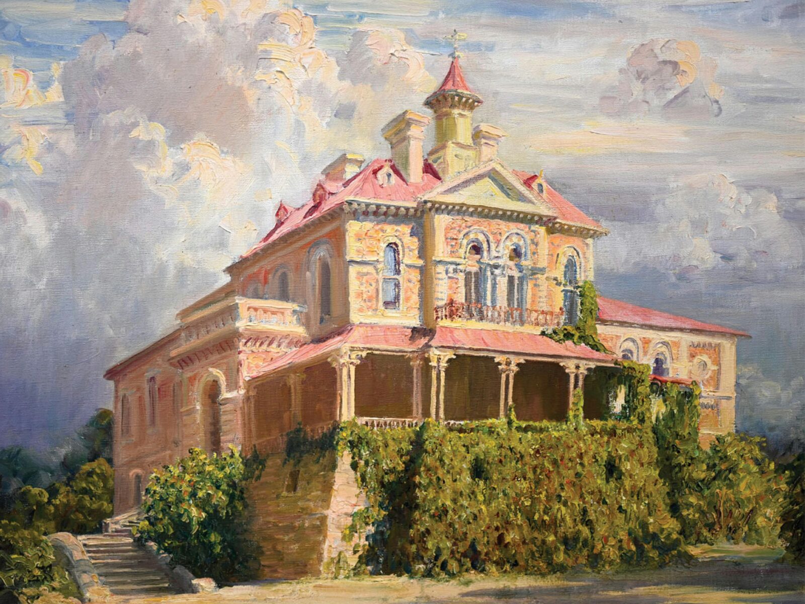Cathleen Edkins, Old Mount Gambier Hospital, oil on canvas. South East Art Society Inc. Private col