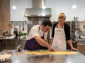 All guests have the chance to mix, knead, roll and shape fresh pasta
