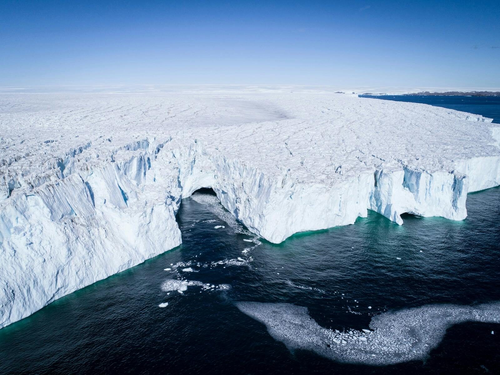 A one-of-a-kind aerial perspective of SÃ¸rsdal Glacier near Davis Research Station in Antarctica.