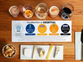 5 beverage tastings, 5 cheese tasting, tasting mat and crackers