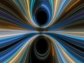 Abstract image of streams of light in space