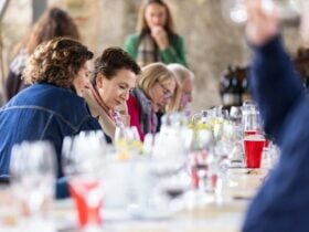 Jane and Bec Ravesi tasting Ruin