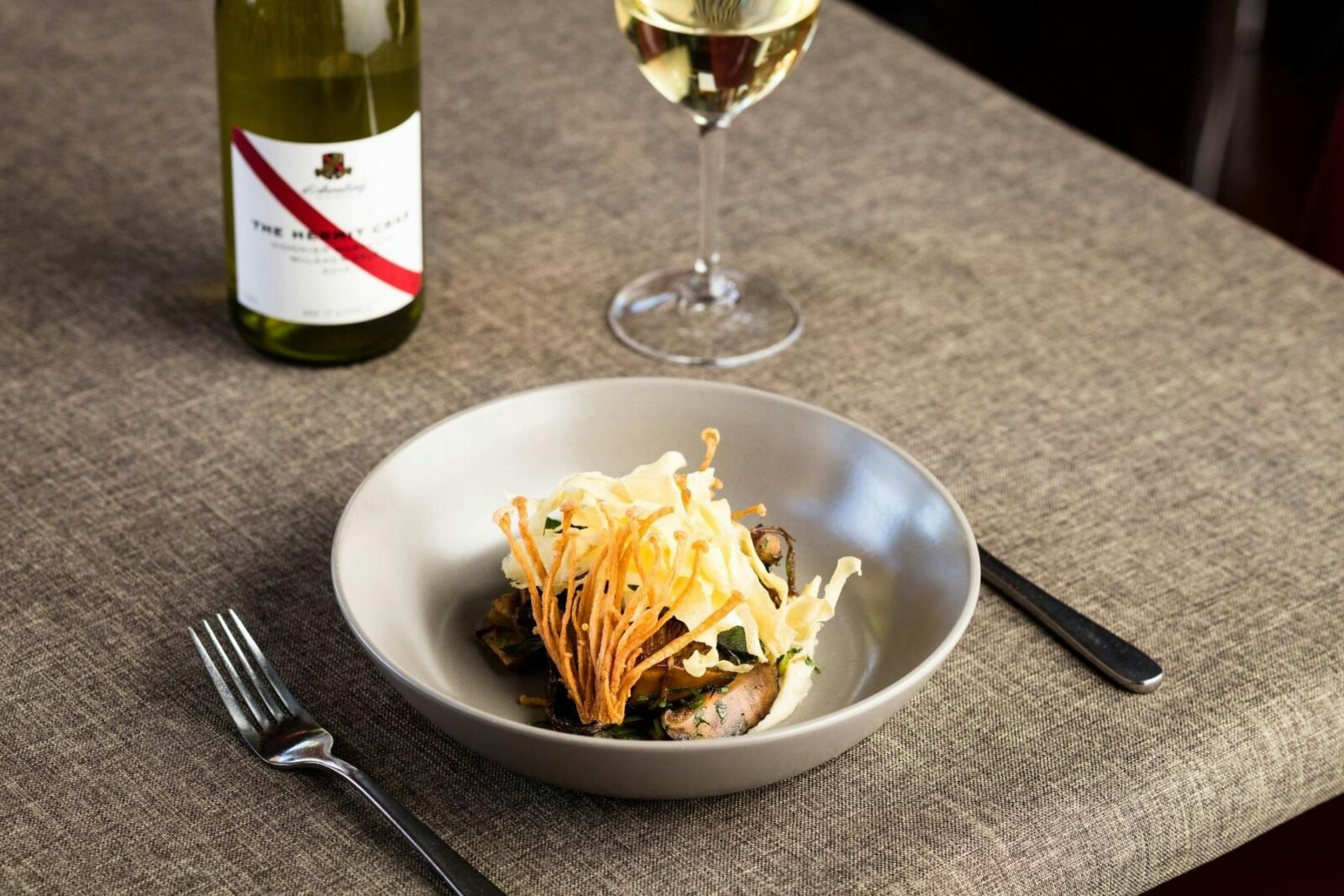 SautÃ©ed field mushrooms and fried enoki with buttered vanilla parsnip, poached egg and toasted hazel
