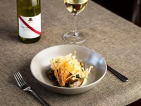 SautÃ©ed field mushrooms and fried enoki with buttered vanilla parsnip, poached egg and toasted hazel