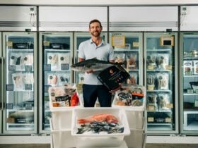 Gavin Myers at Myers Seafood with a selection of fresh and frozen seafood products