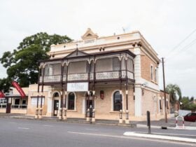 A grand, historic pub with two storeys.
