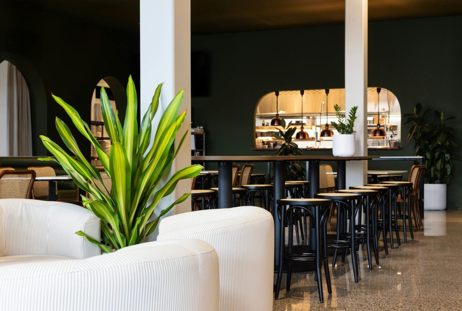 looking into the main bar from outside, towards the kitchen