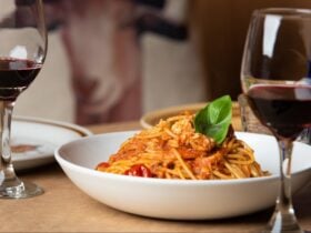 This is our signature dish spaghetti crab made with crab meat, tomatoes, chilli and garlic.