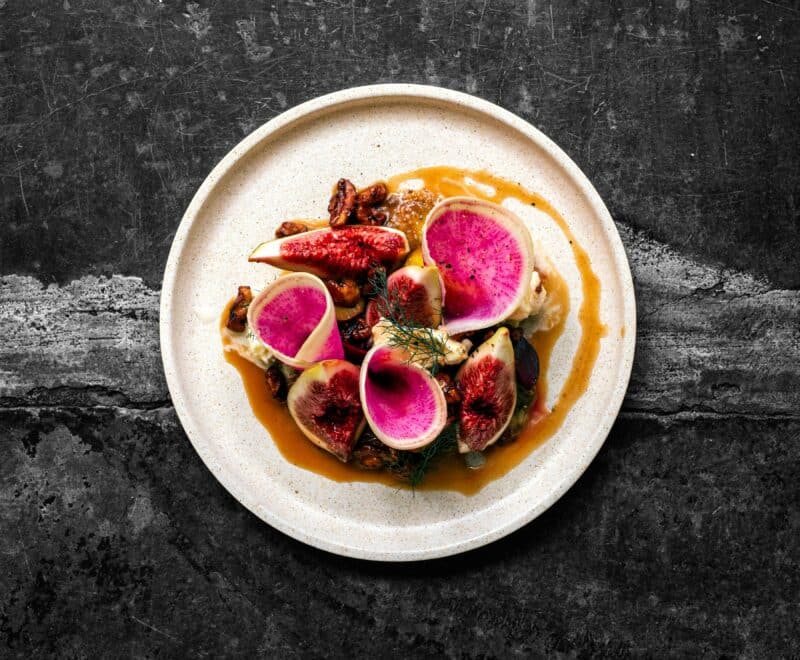 A beautiful dish of seasonal fig salad