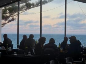 Sunset views of dinner at the chiton restaurant