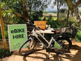 Ebike beside DogRidge Creekside Cellar Door