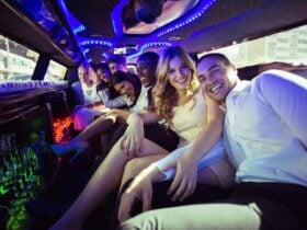 Guests enjoying tour in limo