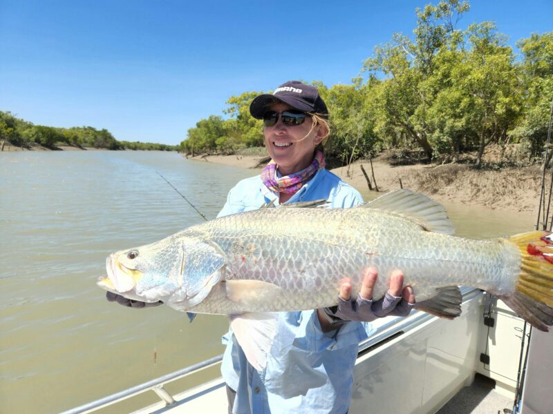 Deb caught her PB Barramundi in NT