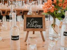 Bottles on table