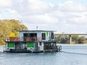 The Fay catered cruise travelling downstream towards Booky cliffs and lock 4.