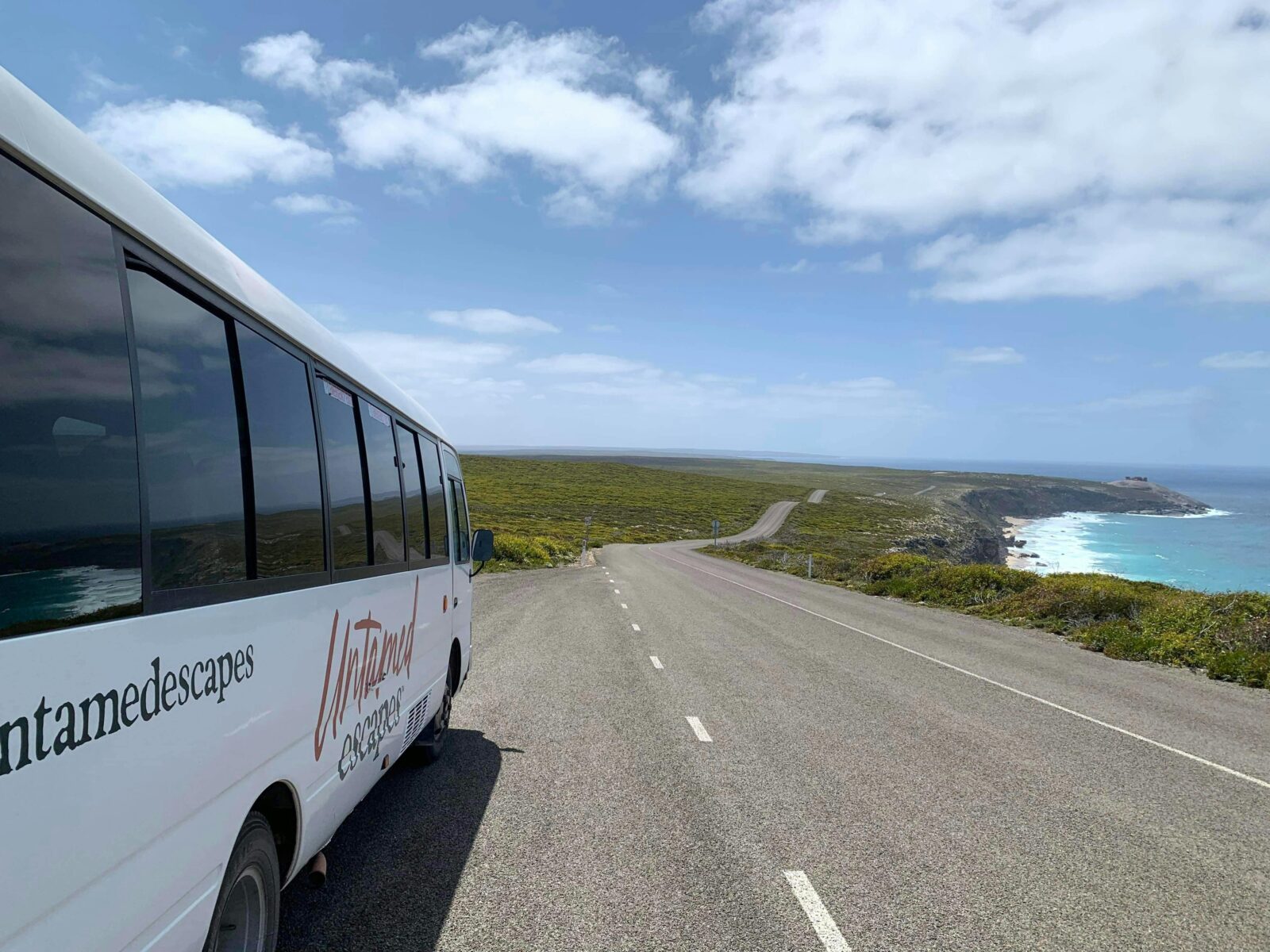 Untamed Escapes bus driving on Kangaroo Island