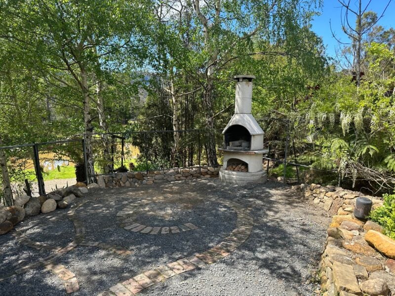 Wood fired pizza oven available for use