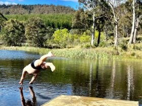 Enjoy a refreshing swim in the lake right near your camp