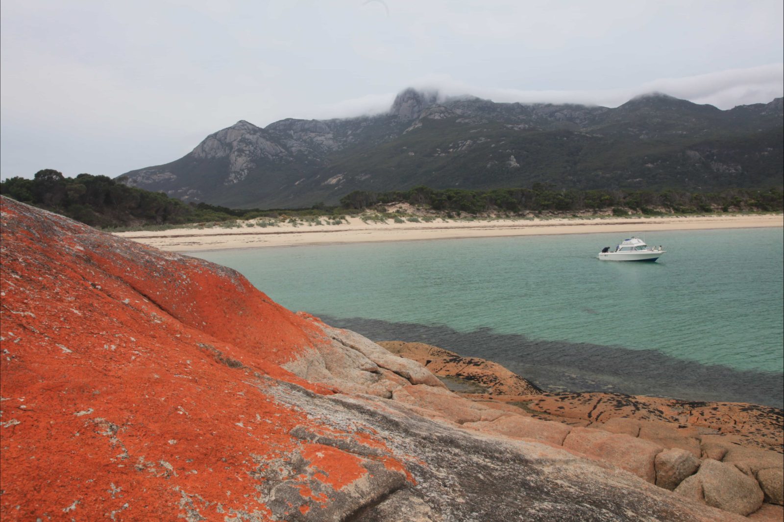 Trousers Point camping ground is located in the Strzelecki National Park Flinders Island Tasmania
