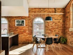 View of the dining area and kitchen