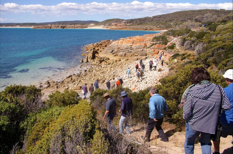 Beach walking to Castle Rock Flinders Island Tasmania