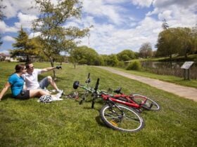 Taking a break on the Deloraine Riverbank by Rob Burnett