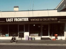 A shopfront showing vintage and collectibles