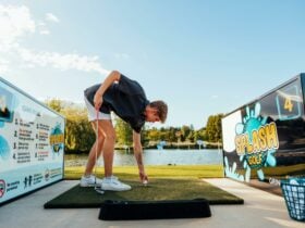 Man playing Splash Golf at Tamar Valley Resort Grindelwald