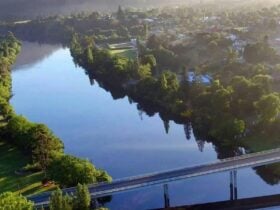 a photo of the River Derwent and bridge at New Norfolk