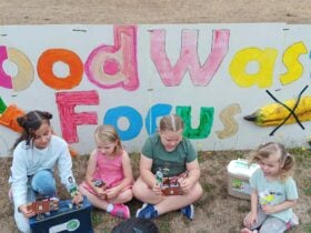 Children creating awareness of food waste at annual ecofest sustainable living festival