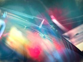 An abstrct, colourful image of a violin up close