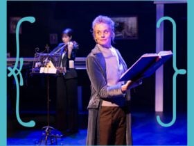 a woman holding a book