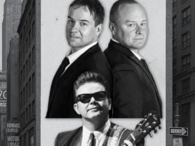 The Everly Brothers on a billboard with Roy Orbison