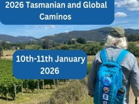 A walking pilgrim stopping to appreciate one of the scenes experienced during this walking event.