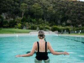 Woman swimming in the Cataract Gorge swimming pool