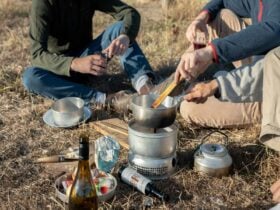 Cooking skills are used on a trangia camp stove to create a feast to pair with Pinot, to win!